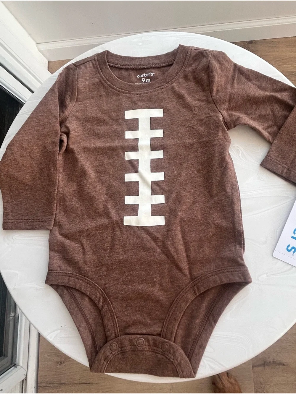 Carter's baby boy newborn Brown Football Graphic Long-Sleeve One-Piece onesie